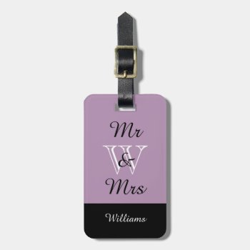 Chic Luggage Tag_"mr & Mrs" Lilac/black/white Luggage Tag by GiftMePlease at Zazzle