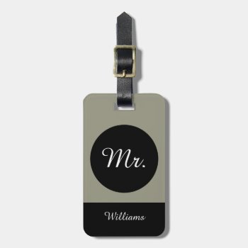 Chic Luggage Tag_"mr." Taupe/black/white Luggage Tag by GiftMePlease at Zazzle
