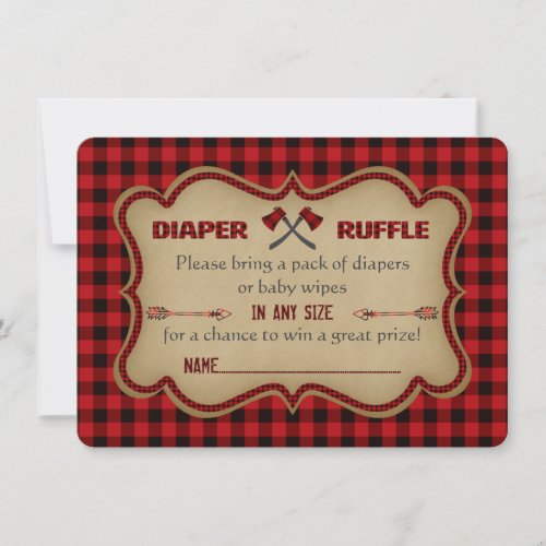 Chic Lumberjack Hunter Boy Diaper Raffle Ticket Invitation