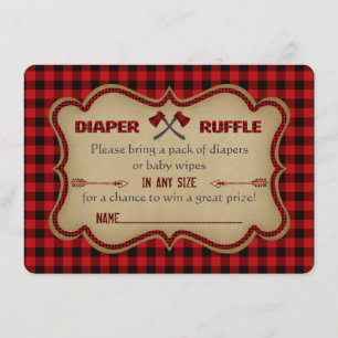 Chic Lumberjack Hunter Boy Diaper Raffle Ticket Invitation