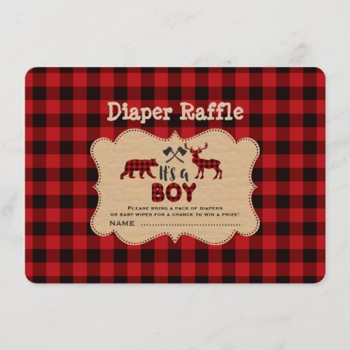 Chic Lumberjack Little Hunter Diaper Raffle Ticket Enclosure Card