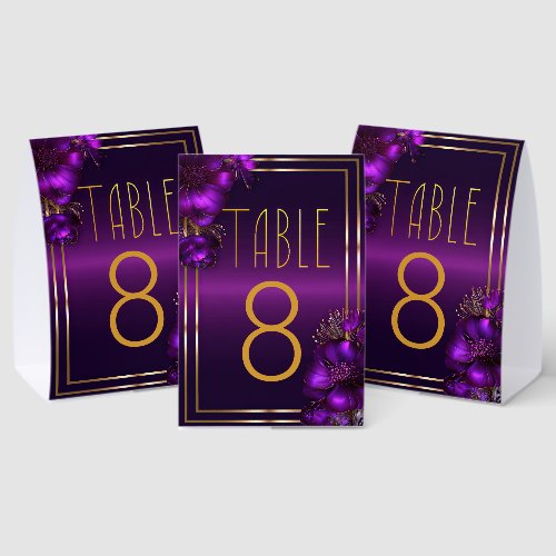 Chic Luminous Violets Purple Wedding Table Number Paper Table Tent