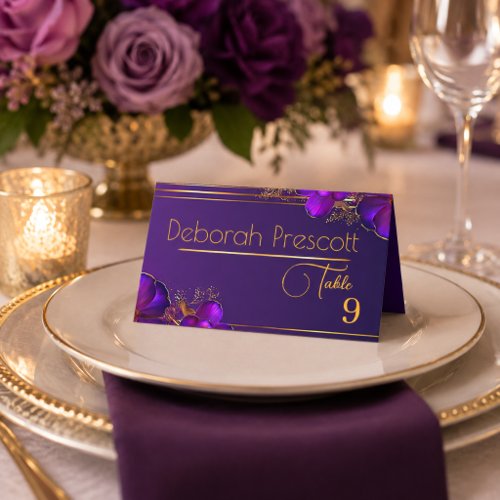 Chic Luminous Violets Purple Wedding Table Number Place Card