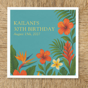 Chic Lush Tropical Floral Luau Birthday Party Napkins