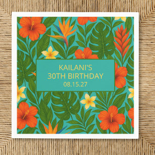 Chic Lush Tropical Floral Luau Birthday Party Napkins