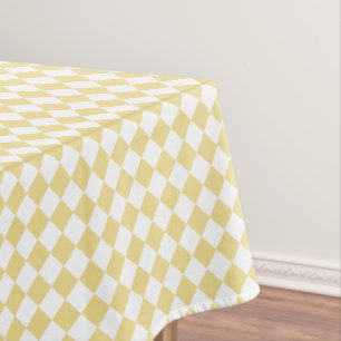 Chic Luxe Yellow Faux Gold White Checkered Pattern Tablecloth