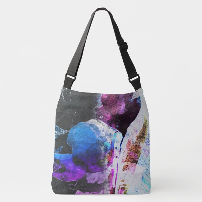 Chic Luxurious Floral Art Abstract Crossbody Bag (Front)