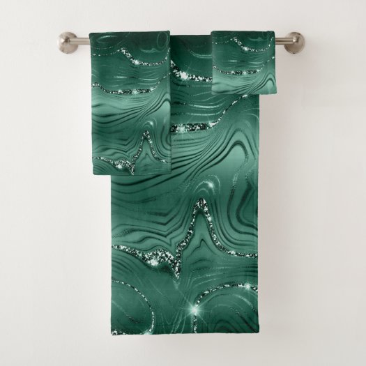 Chic Luxury Emerald Green Silver Glitter 