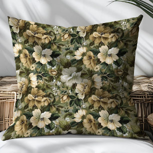 Chic Luxury Foliage Pillow Sage Green Gold Floral