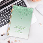 Chic Luxury Glitter Drips Green 2024 Planner<br><div class="desc">This chic planner features a sparkly green faux glitter drip border and green ombre background. Personalize it with her name in elegant script over a green diamond divider. The words "2024 Planner" or other text of your choice appear in sans serif font below.</div>