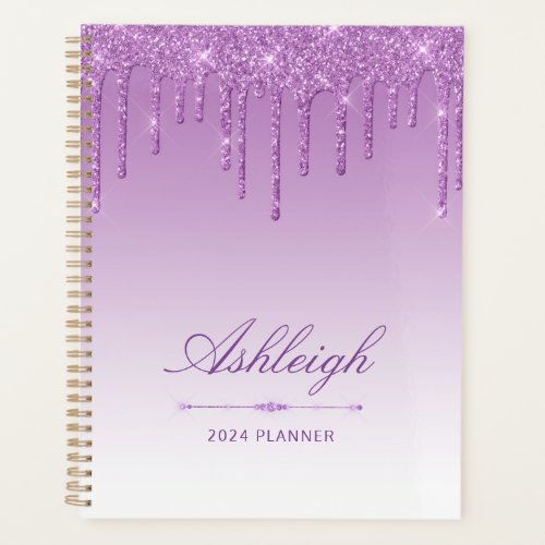 Chic Luxury Glitter Drips Purple 2024 Planner