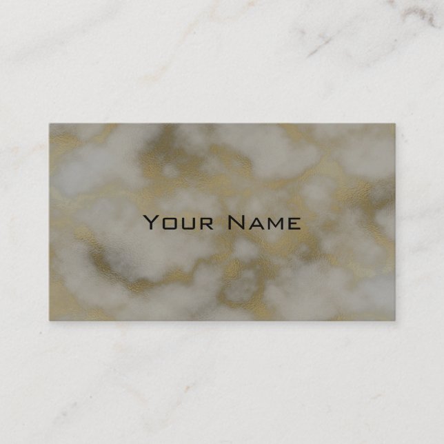 Chic Luxury Gray & Gold Marble Pattern Background Business Card (Front)