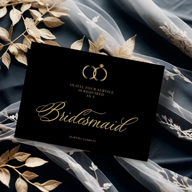 Chic Luxury Minimal Wedding Rings Bridesmaid (Minimalist Wedding Rings Bridesmaid Luxury Wedding Proposal Card. )