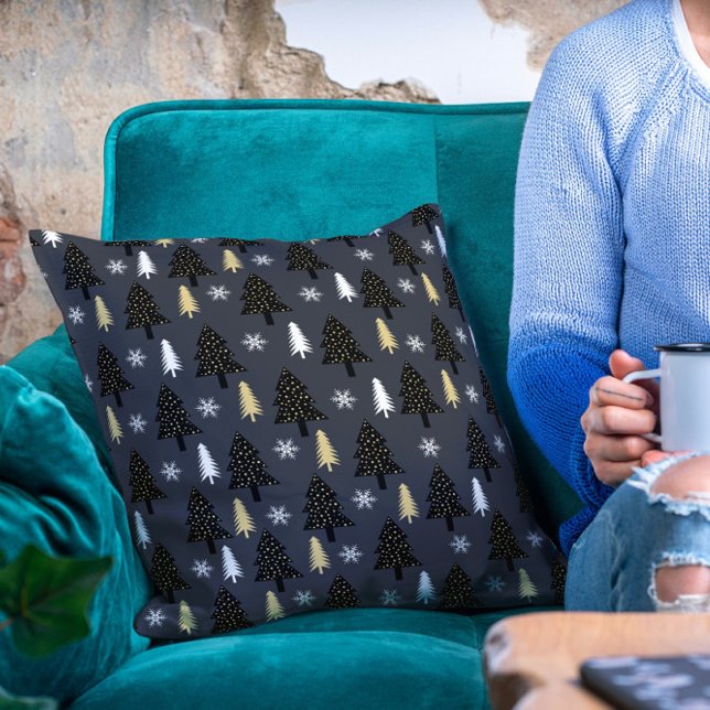 Chic Luxury Modern Christmas Tree Pattern Throw Pillow (Creator Uploaded)