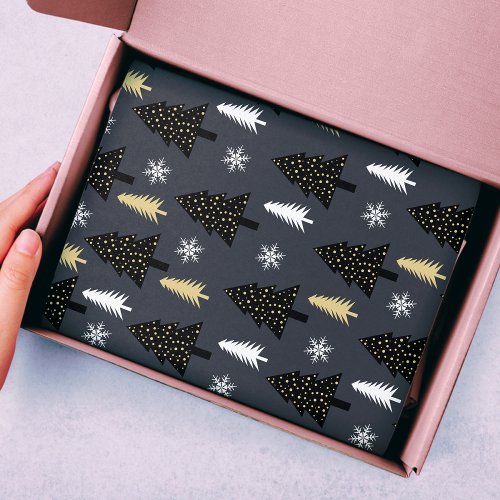 Chic Luxury Modern Christmas Tree Pattern Tissue Paper