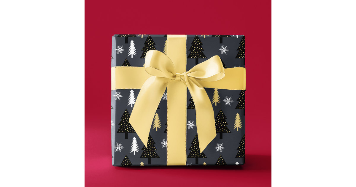 Christmas Tree Yellow Gift Wrap