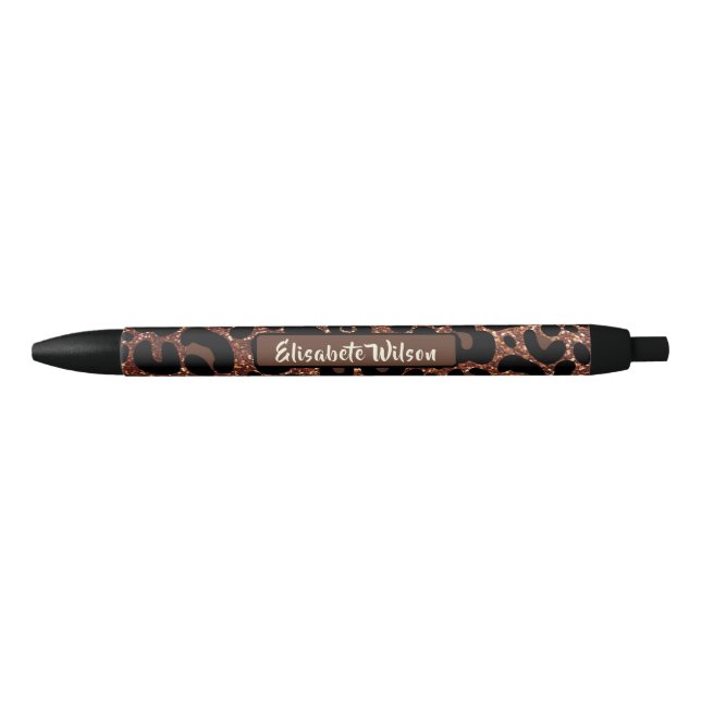 Chic Luxury Personalize Name Gold Glitter Leopard  Pen (Front)