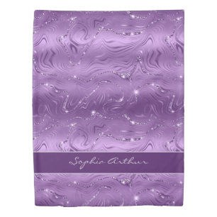 Chic Luxury Purple Silver Glitter Pattern Duvet Cover