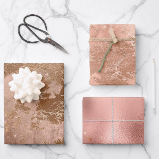 Chic Luxury Rose Gold Glitter Elegant Pink Wrapping Paper Sheets