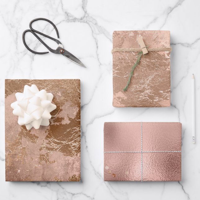Chic Luxury Rose Gold Glitter Elegant Pink Wrapping Paper Sheets (Front)