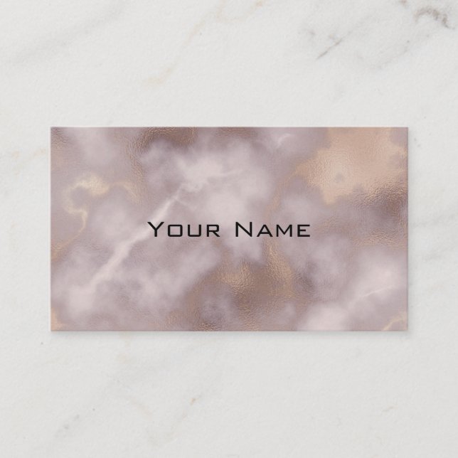 Chic Luxury Smoky White Gray & Gold Marble Pattern Business Card (Front)