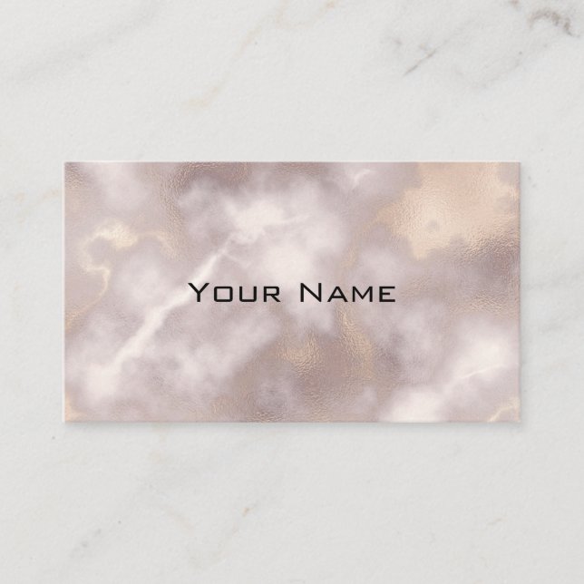 Chic Luxury Smoky White Gray & Gold Marble Pattern Business Card (Front)