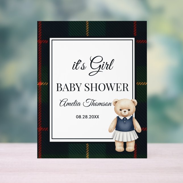 chic Luxury Teddy Bear baby shower  Acrylic Sign (Neutral)