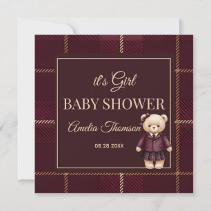 Chic Luxury Teddy Bear baby shower  Invitation