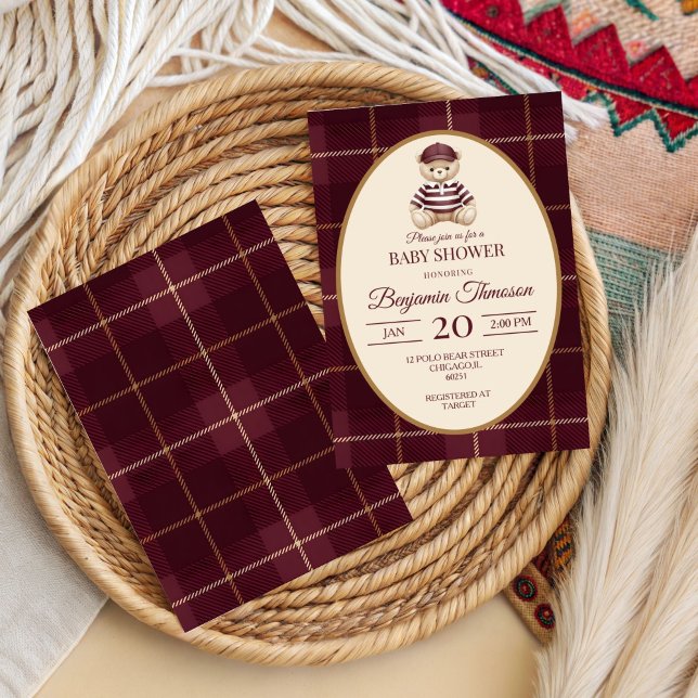 Chic Luxury Teddy Bear Baby Shower Invitation (Creator Uploaded)
