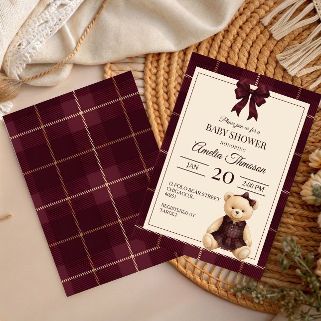 Chic Luxury Teddy Bear baby shower  Invitation (Creator Uploaded)