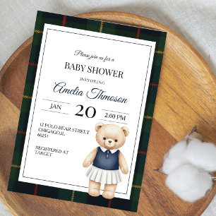chic Luxury Teddy Bear baby shower Invitation