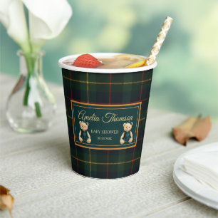 Chic Luxury Teddy Bear Baby Shower Invitation Paper Cups