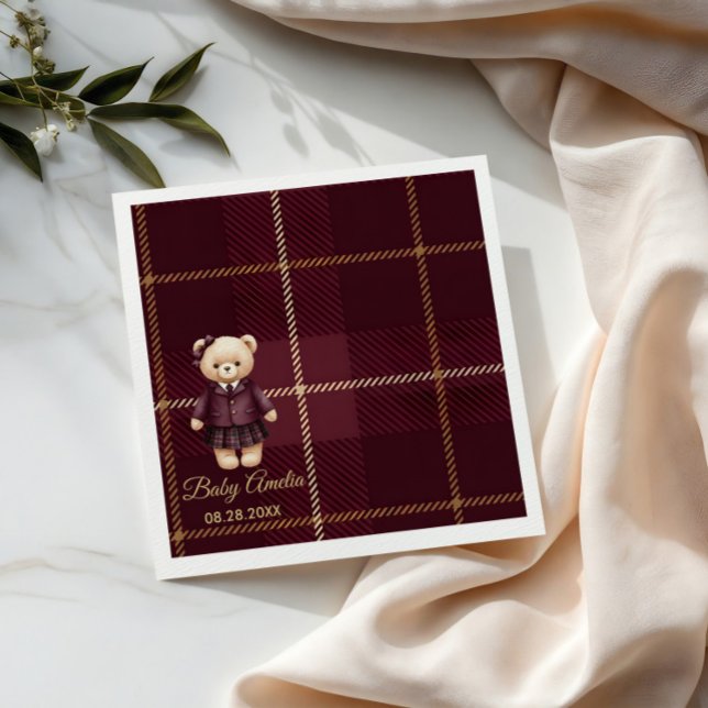 Chic Luxury Teddy Bear baby shower Napkins (Creator Uploaded)