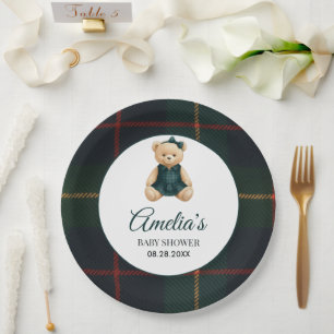 Chic Luxury Teddy Bear Baby Shower Paper Plates