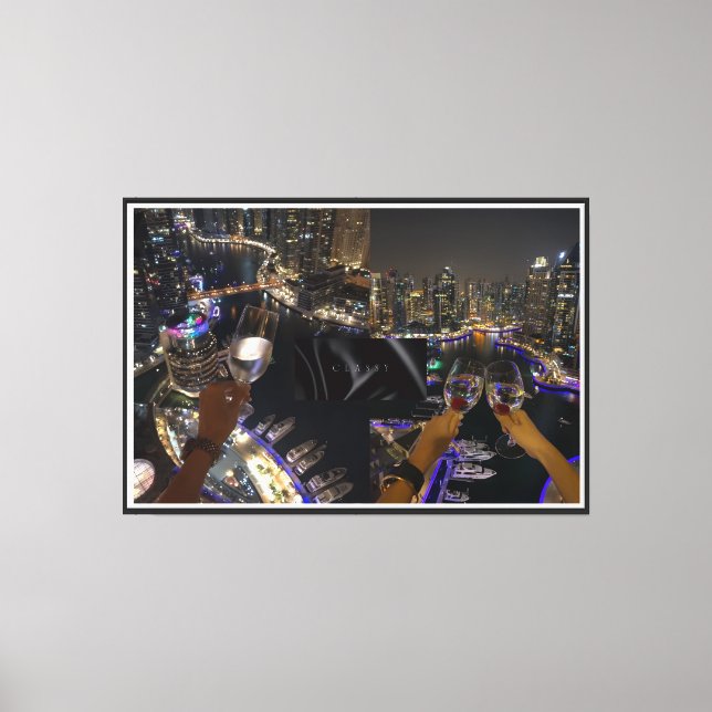 "Chic Luxury Vibes – Balcony & Wine Glass" Canvas Print (Front)