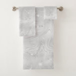 Chic Luxury White Silver Glitter Bath Towel Set at Zazzle