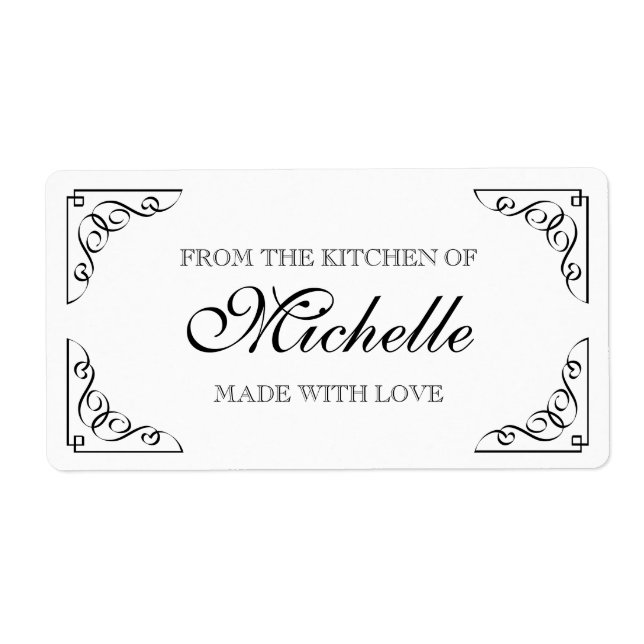 Chic Made with love From the kitchen of food label (Front)