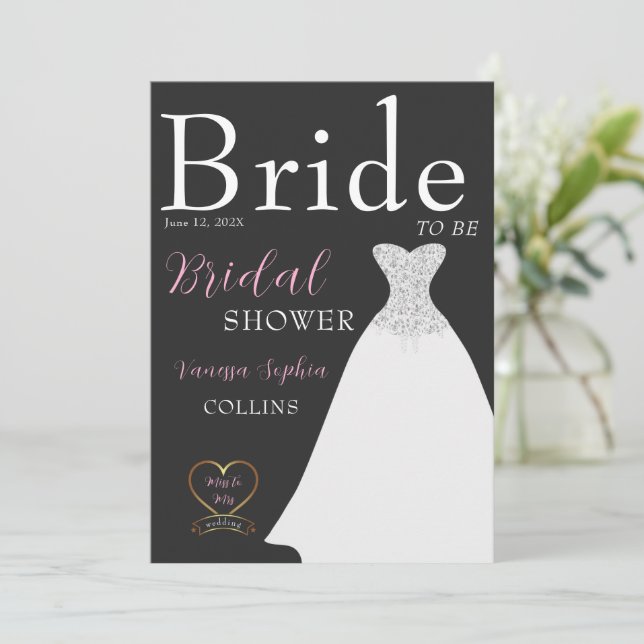 Chic Magazine Cover Bridal Shower Invitation (Standing Front)