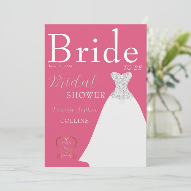 Chic Magazine Cover Bridal Shower Invitation (Standing Front)