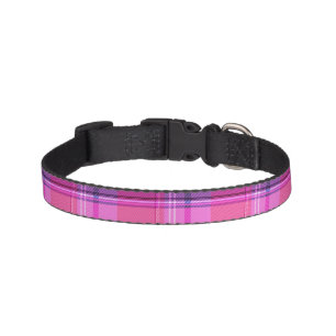 Chic Magenta Berry Plaid Aesthetic Pet Collar