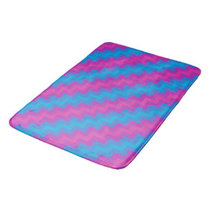 Chic Magenta Bright Blue Turquoise Pink Chevrons Bathroom Mat