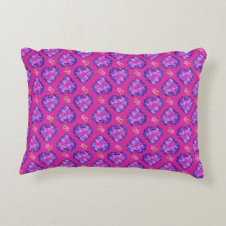 Chic Magenta Hearts and Flowers Accent Pillow