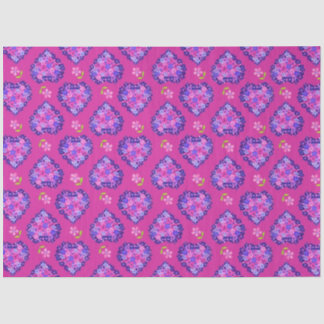 Chic Magenta Hearts and Flowers Tissue Paper