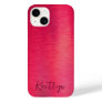 Chic Magenta Metallic Shimmer Script Personalized Case-Mate iPhone 14 Case