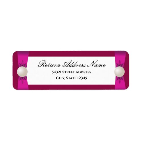Chic Magenta Pearl Ribbon Wedding Label