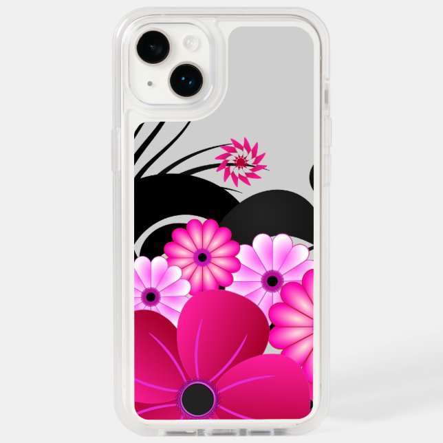 Chic Magenta Pink Fuchsia Floral Hibiscus Flowers Otterbox iPhone Case (Back)
