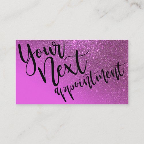 Chic Magenta Purple Glitter Gradient Typography Appointment Card