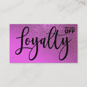 Chic Magenta Purple Glitter Gradient Typography Loyalty Card