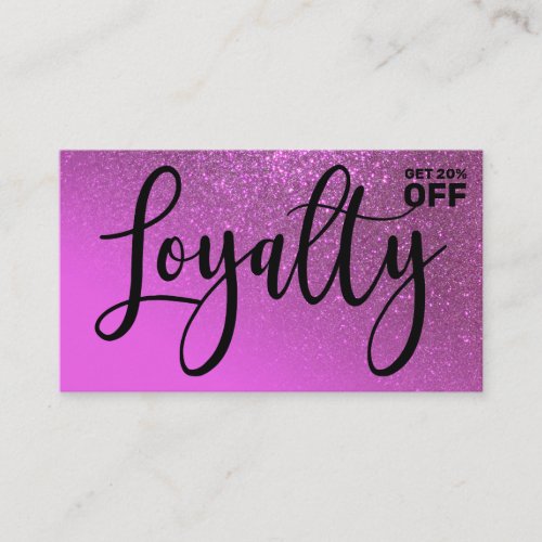 Chic Magenta Purple Glitter Gradient Typography Loyalty Card