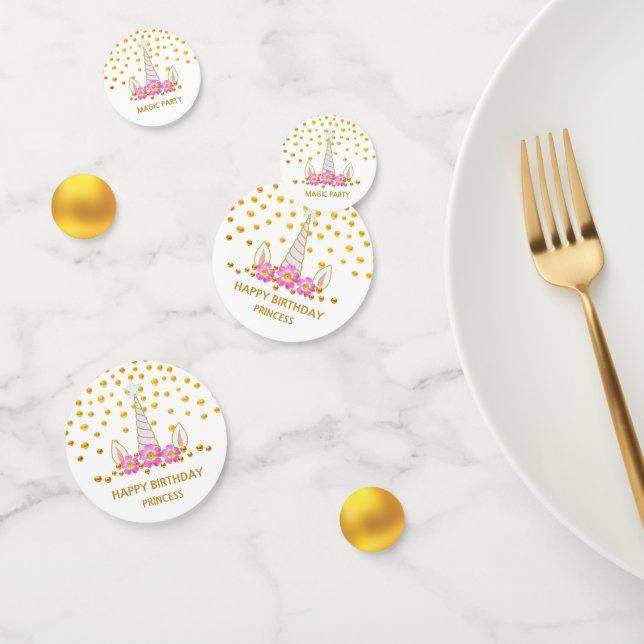 Chic Magic Birthday Unicorn & Gold Confetti (Group)